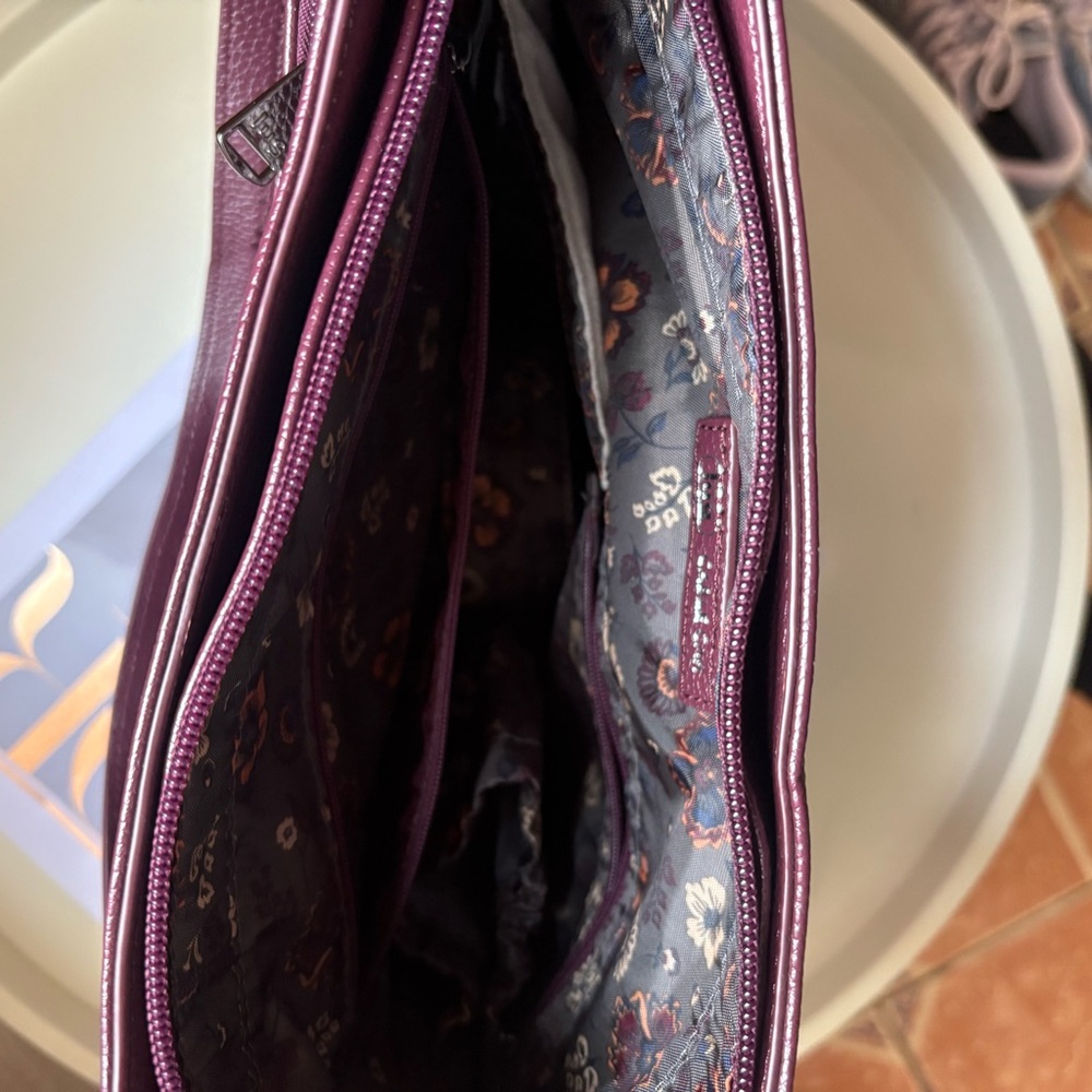 Lug Purple Shoulder Bag with Zipper & Braided Accents Matte Finish Women's Large - Picture 5 of 16